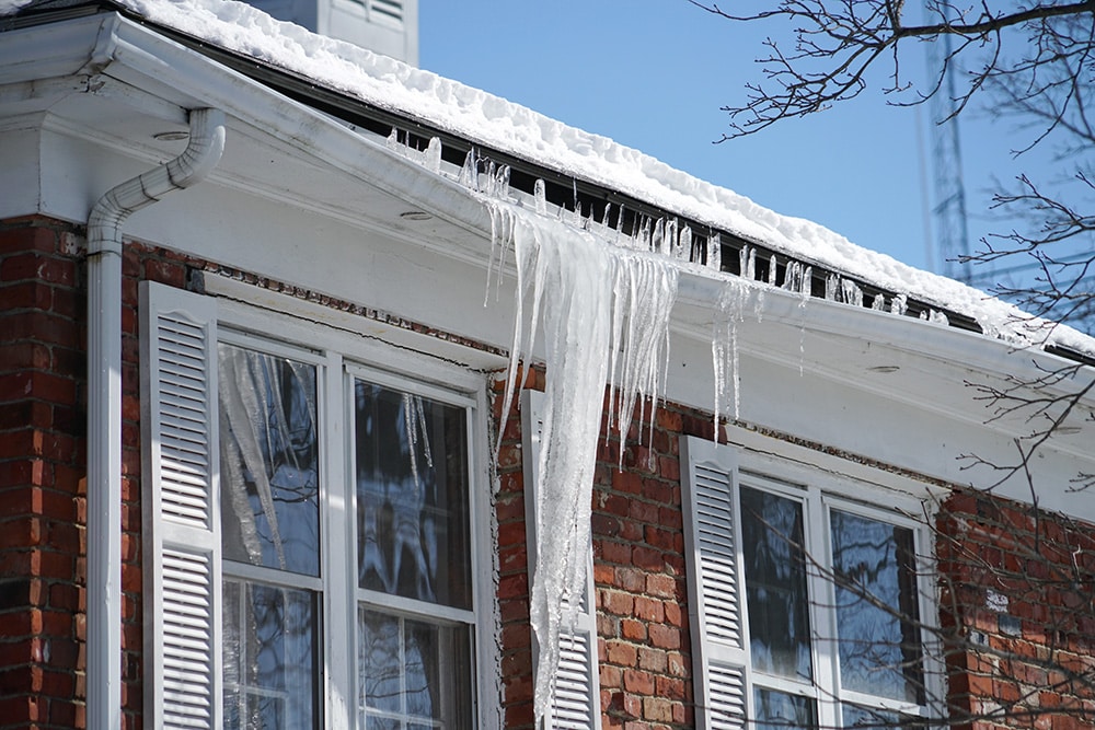 Ice dam damage